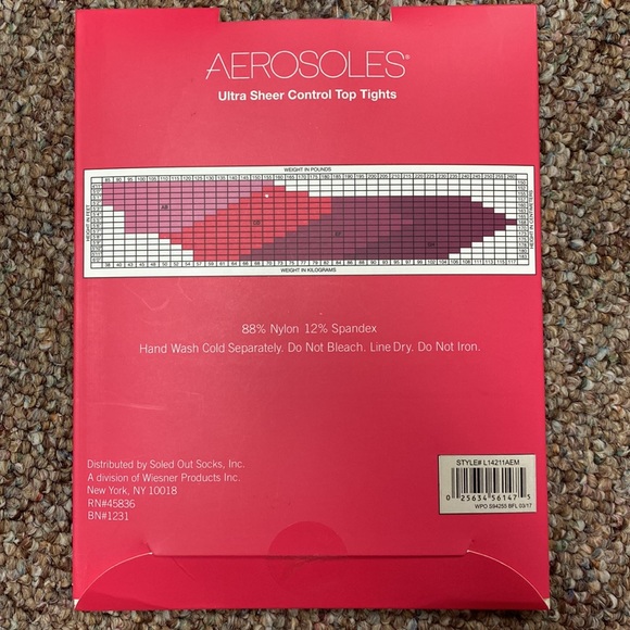 Aerosoles Black Control Top Ultra Sheer Reinforced Toe Tights Medium - Picture 2 of 6